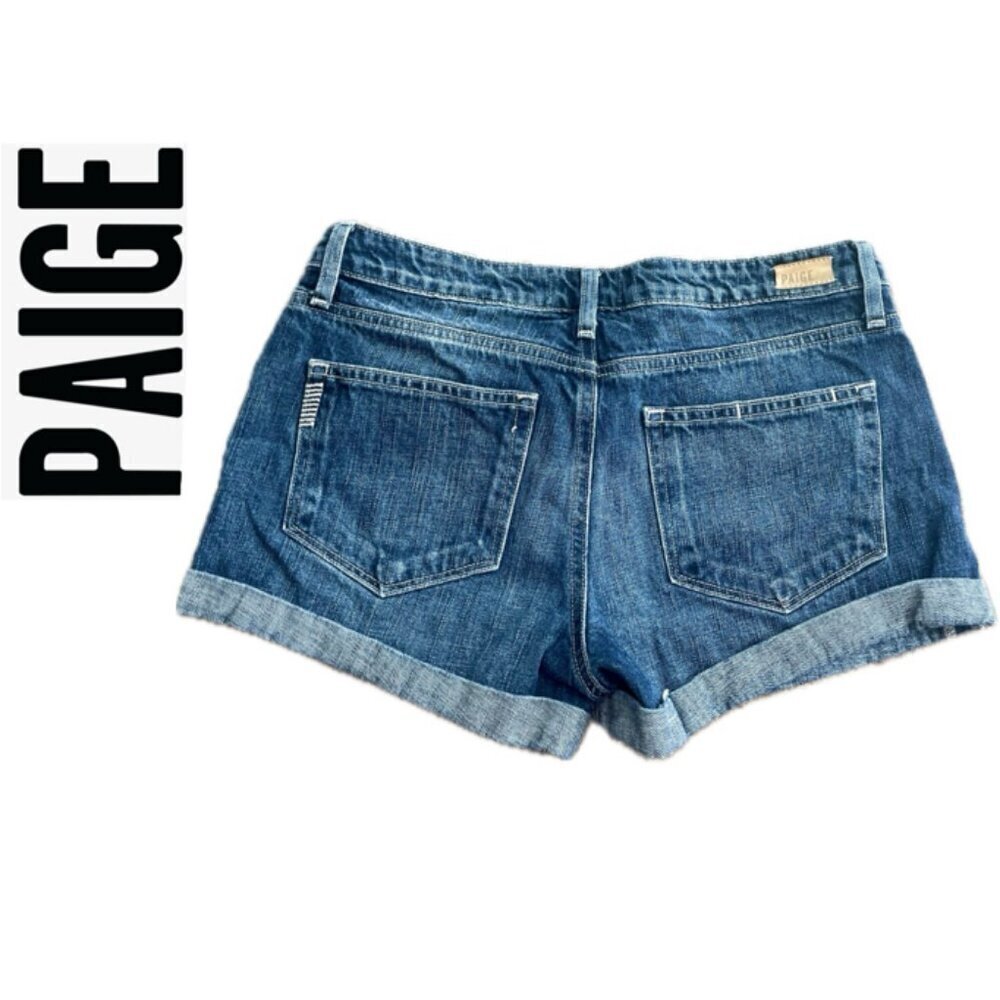 PAIGE JIMMY JIMMY SHORTS DENIM SZ 27 DISTRESSED CHIC BOHO ICONIC VERSATILE - Picture 3 of 13